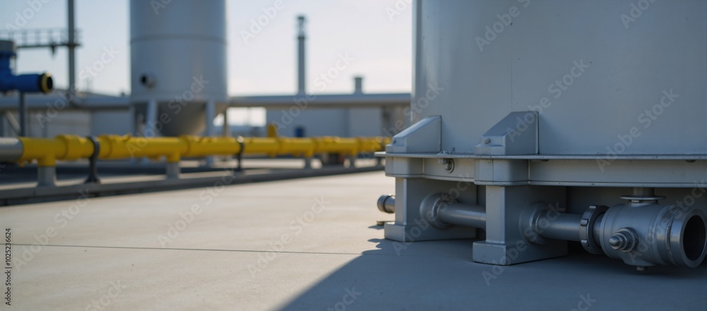 Close-up view of hydrogen storage hubs clean and modern infrastructure within an industrial energy setting Close-up view of hydrogen storage hubs clean and modern infrastructure within an industrial energy setting