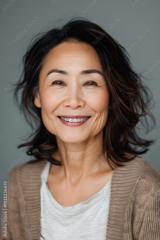 Mature Asian woman smile happy face portrait Mature Asian woman smile happy face portrait