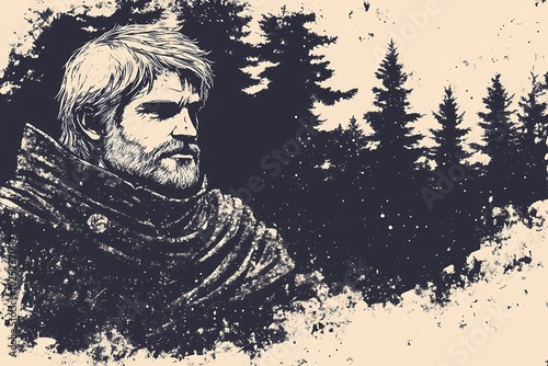 Wallpaper Mural Illustration of a medieval knight in armor with a sword, perfect for fantasy-themed designs, games, and historical visual projects. Torontodigital.ca