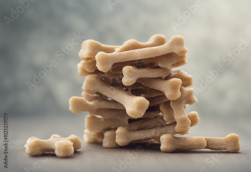 2 dog bone shaped dog treats stack cross photo