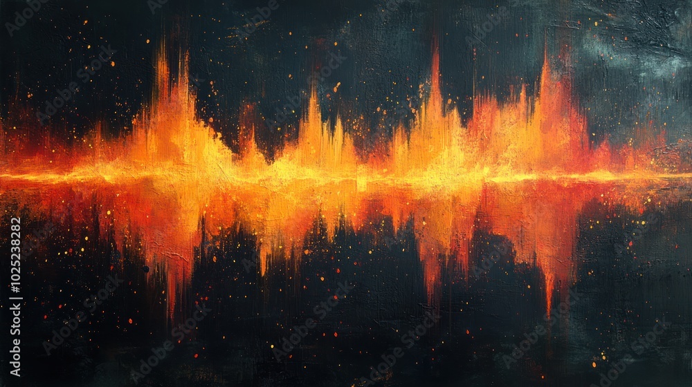Abstract fiery sound wave on black background. Abstract fiery sound wave on black background.