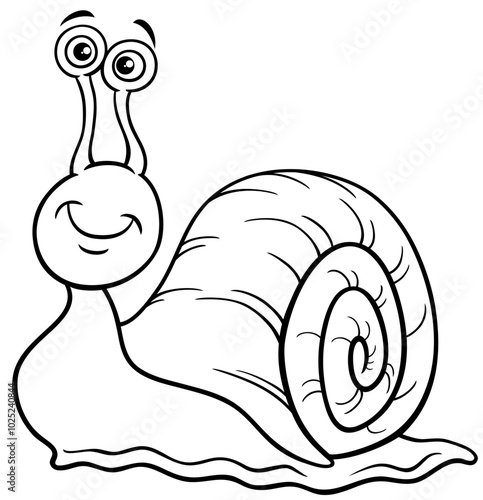 funny cartoon snail animal character coloring page