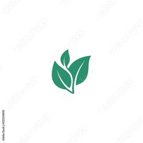 Abstract three leaf logo. leaf icon dynamic green color, plant