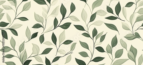 Seamless leaf pattern. Elegant grey green leaf background. Luxurious botanical texture