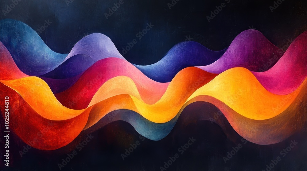 Abstract waves of vibrant colors on a dark background. Abstract waves of vibrant colors on a dark background.
