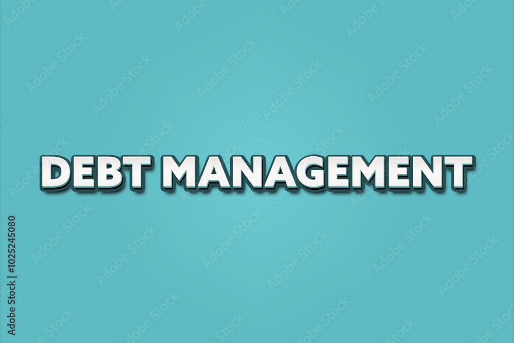 Fototapeta premium Debt Management. A Illustration with white text isolated on light green background.