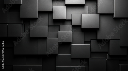 Abstract background with a wall of black, 3D squares.