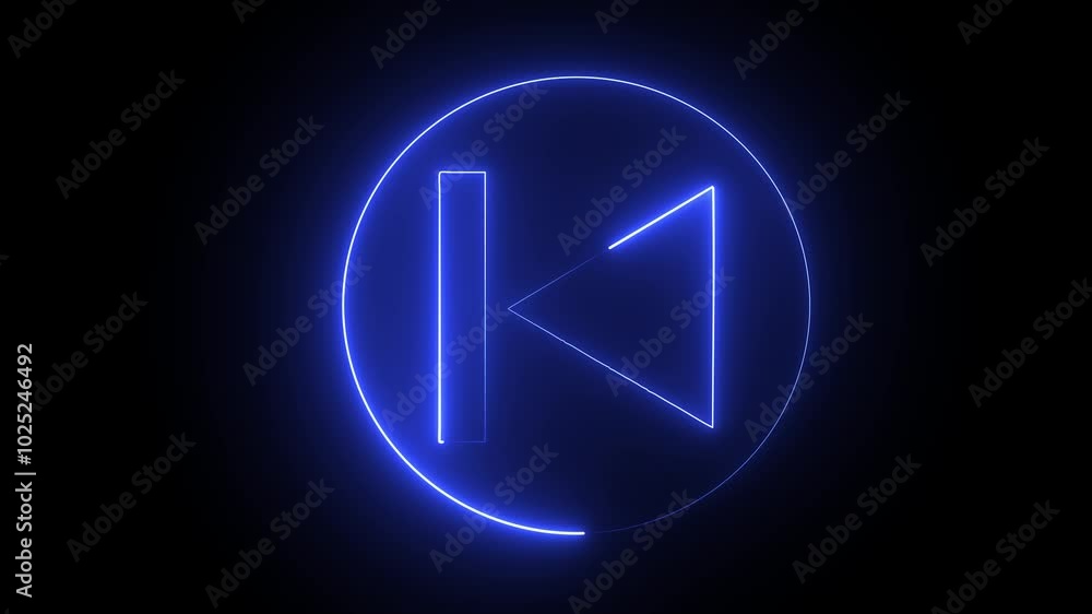 neon rewind sign blinks and appear in center and disappear after some time. Animated neon symbol on black background. neon rewind sign blinks and appear in center and disappear after some time. Animated neon symbol on black background.