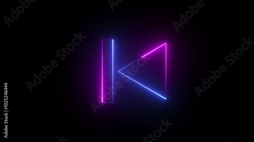 Wallpaper Mural Previous button neon shine fast backward button icon on black background. Music arrow button symbol Torontodigital.ca