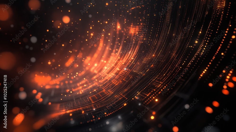Abstract orange digital lights forming a circular pattern Abstract orange digital lights forming a circular pattern