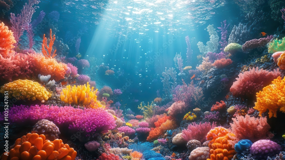 Obraz premium A mesmerizing side view of a vibrant underwater research scene