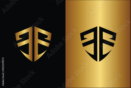 Letter E, EE shield logo on multiple backgrounds - E or EE royal shield logo,