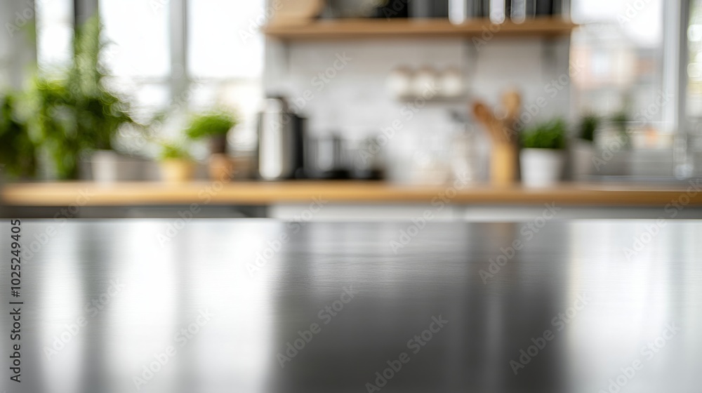 Close Up Kitchen Table With Blurred Background generative ai Close Up Kitchen Table With Blurred Background generative ai