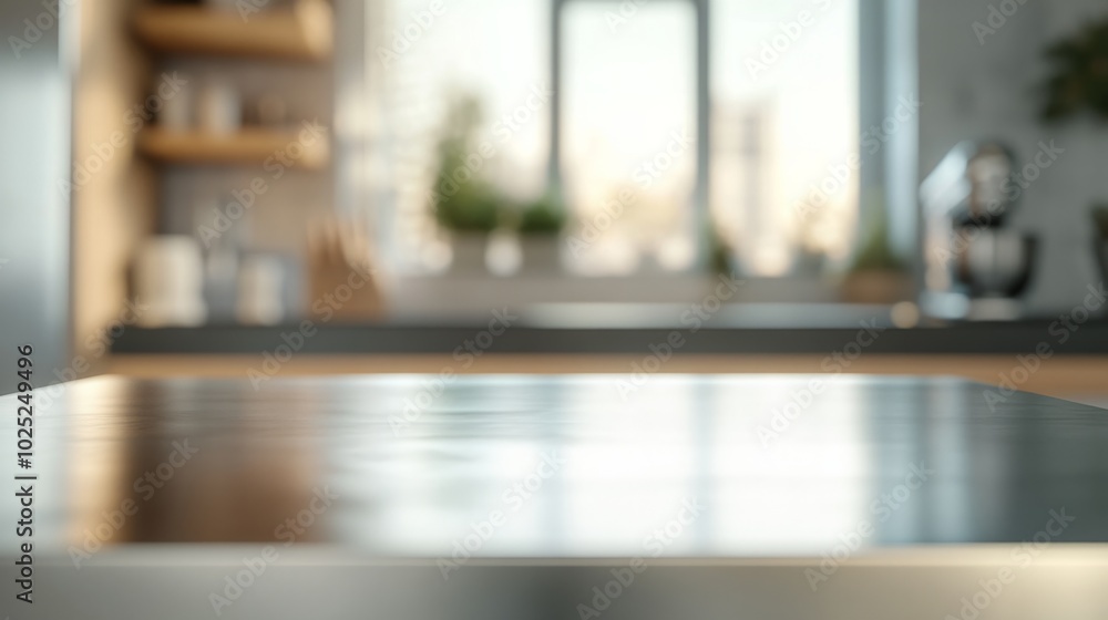 Fototapeta premium Close Up Kitchen Table With Blurred Background generative ai