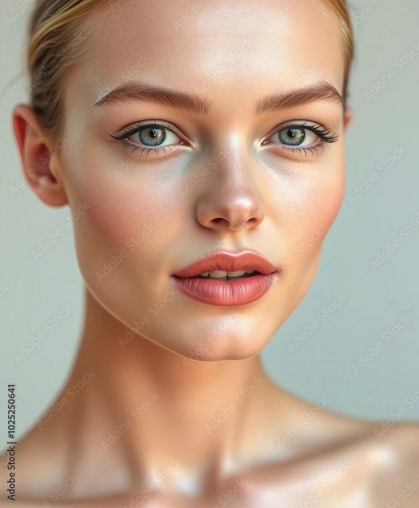 A close-up portrait featuring a woman with blue eyes and natural makeup. The image captures her flawless skin and serene expression, highlighting beauty and grace in a minimalist style.
A close-up portrait featuring a woman with blue eyes and natural makeup. The image captures her flawless skin and serene expression, highlighting beauty and grace in a minimalist style.