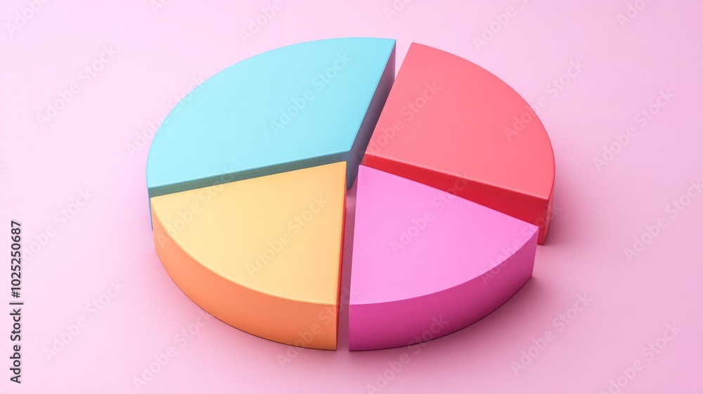 Colorful 3D pie chart on a pastel pink background generative ai Colorful 3D pie chart on a pastel pink background generative ai