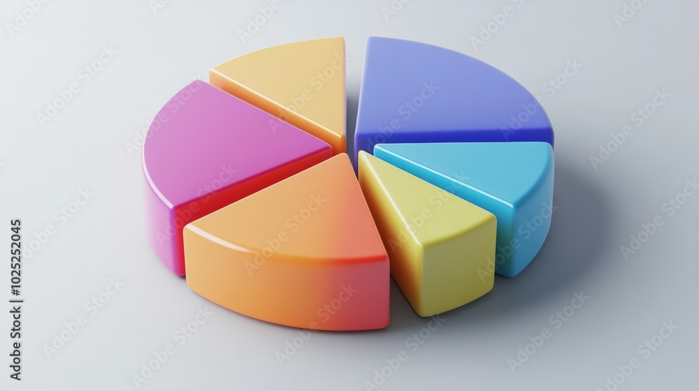 Colorful 3D pie chart with solid grey background generative ai Colorful 3D pie chart with solid grey background generative ai