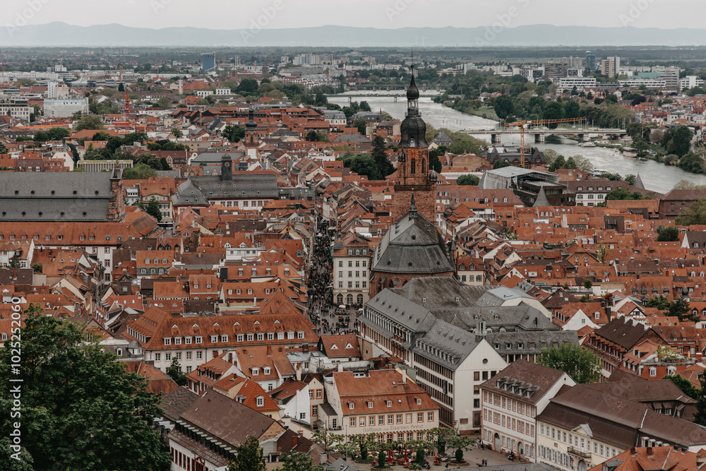 view from above of the old town of Heidelberg view from above of the old town of Heidelberg