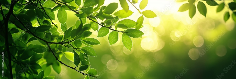 Sunlight shining through lush green leaves creates a beautiful bokeh effect in this tranquil setting. Sunlight shining through lush green leaves creates a beautiful bokeh effect in this tranquil setting.
