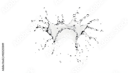 Water splash with drops isolated on white background isolated with white highlights, png