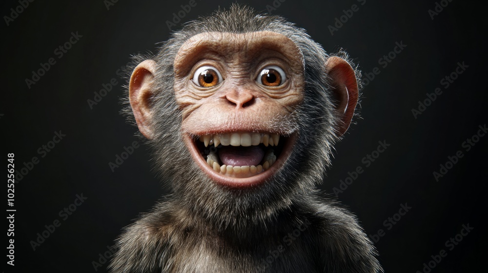 Monkey, grinning at camera, funny expression generative ai Monkey, grinning at camera, funny expression generative ai