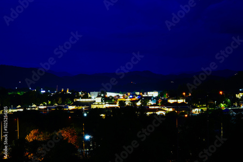 Sevierville, Tennessee, USA 07 25 2024: Night landscape of Sevierville and Pigeon Forge and great smoky mountain national park photo