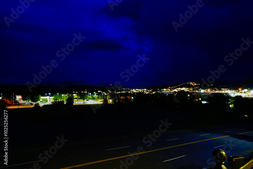 Sevierville, Tennessee, USA 07 25 2024: Night landscape of Sevierville and Pigeon Forge and great smoky mountain national park photo