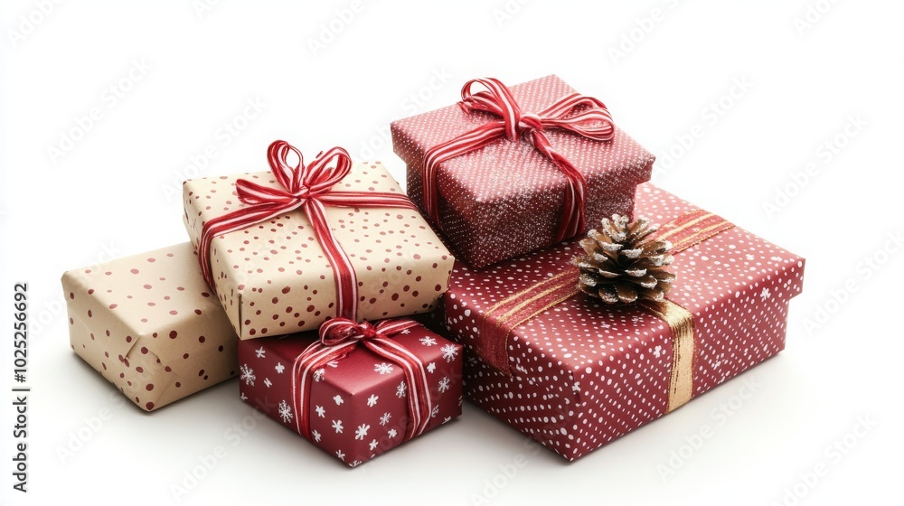 Obraz premium Christmas gift boxes isolated on a clean white background. -