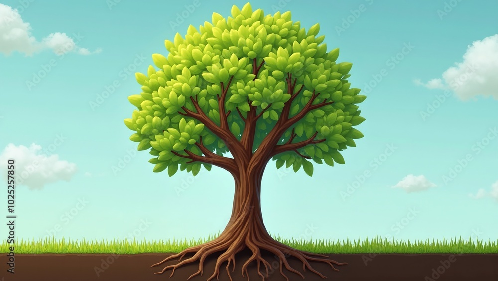 Business growth concept with tree showing departments as leaves Business growth concept with tree showing departments as leaves