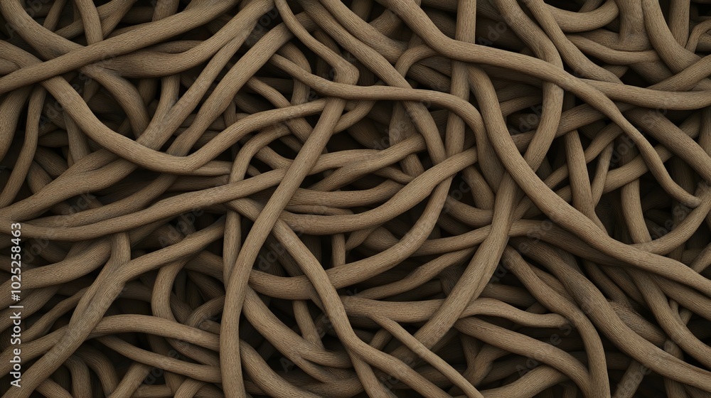 Abstract background of tangled brown cords or ropes. Abstract background of tangled brown cords or ropes.