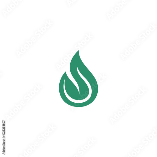 Abstract simple leaf icon logo. leaf dynamic green color
