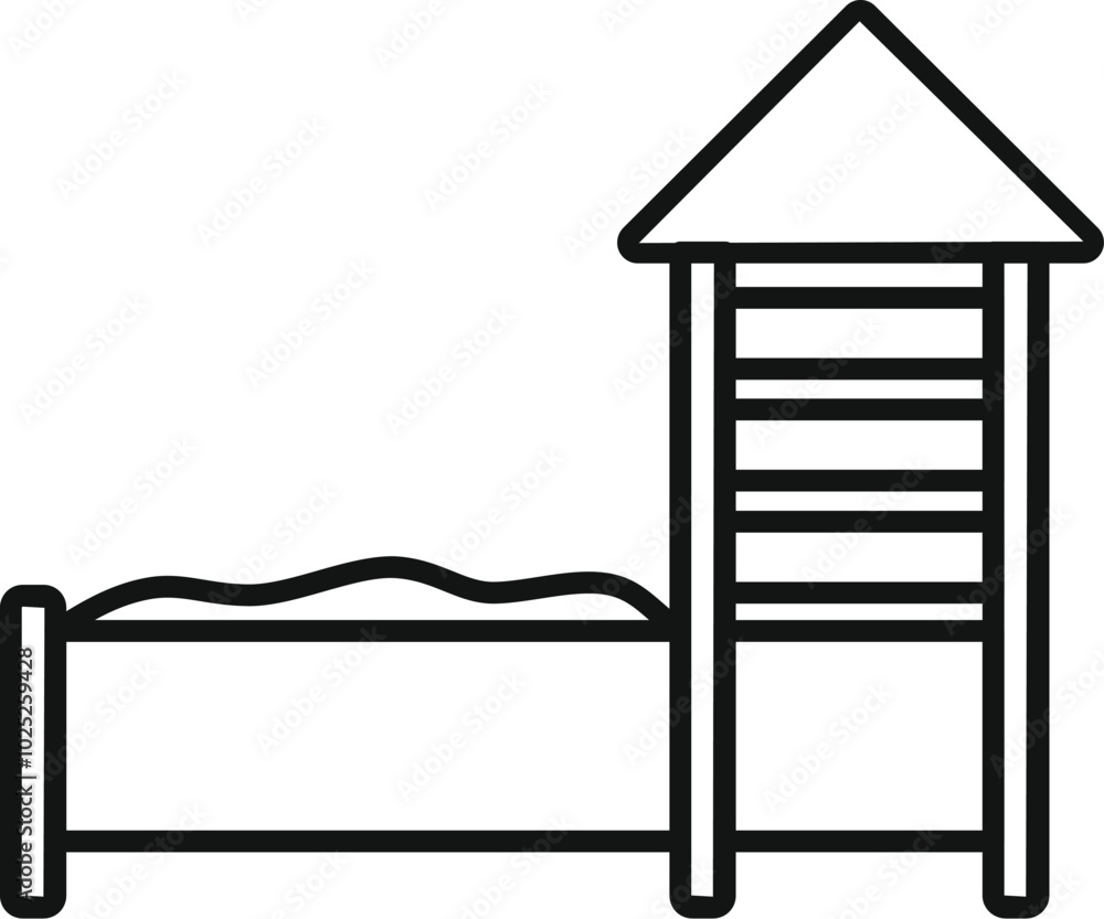 Simple vector icon of a children's sandbox featuring a roof and ladder, perfect for illustrating outdoor play Simple vector icon of a children's sandbox featuring a roof and ladder, perfect for illustrating outdoor play