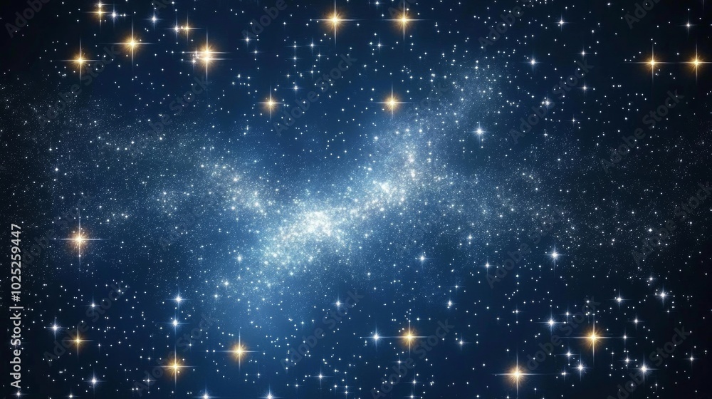Obraz premium Night sky filled with shining stars across the galaxy. 