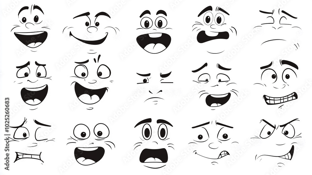 Cartoon Facial Expressions Set Happy Sad Angry Surprised Cartoon Facial Expressions Set Happy Sad Angry Surprised