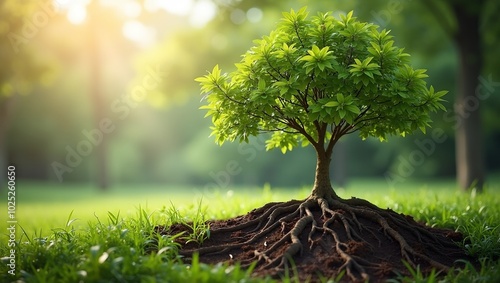 Close up of thriving tree symbolizing business stability