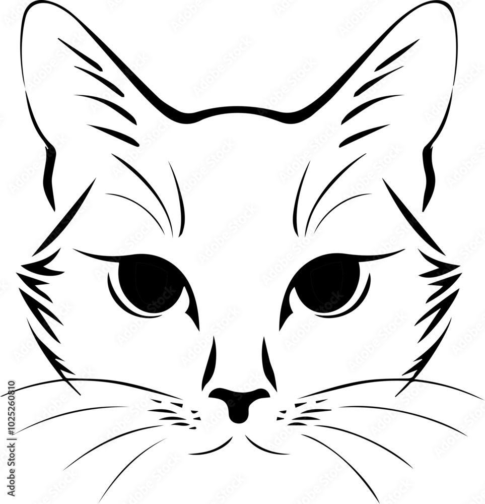 Obraz premium Black Cat Outline Halloween Icon for Spooky and Minimal Designs