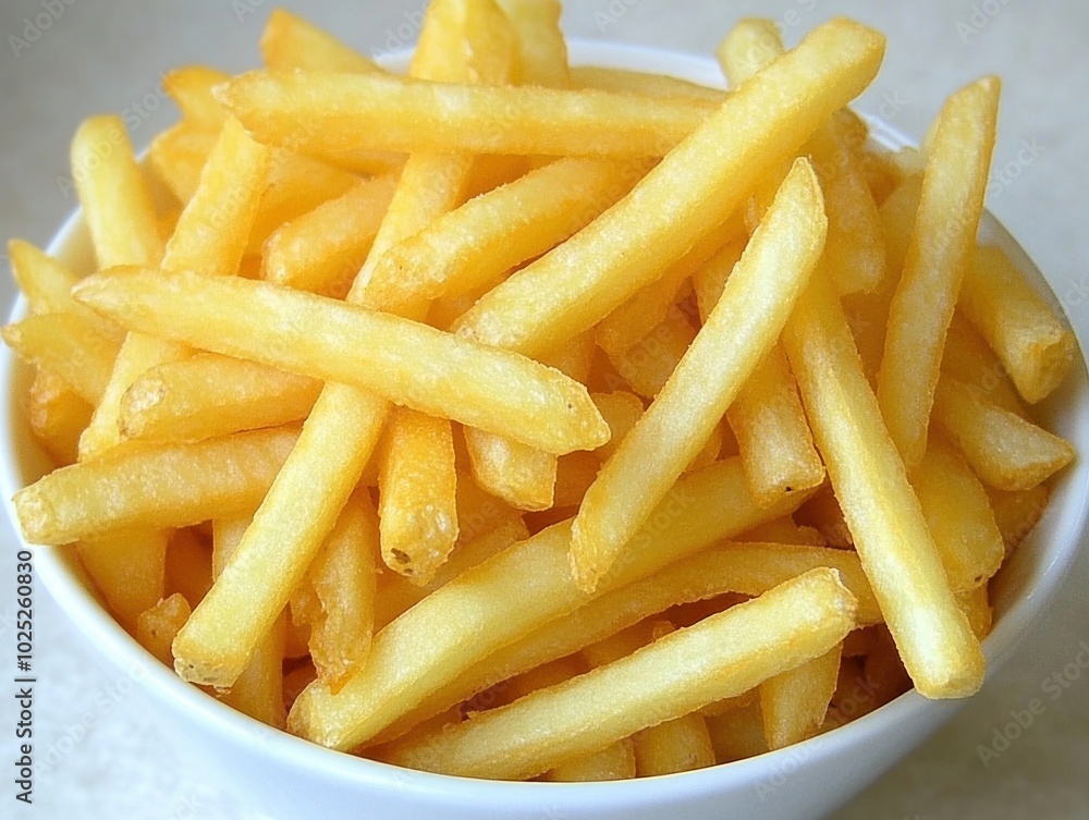 bowl of fries from front on on a white granite background bowl of fries from front on on a white granite background