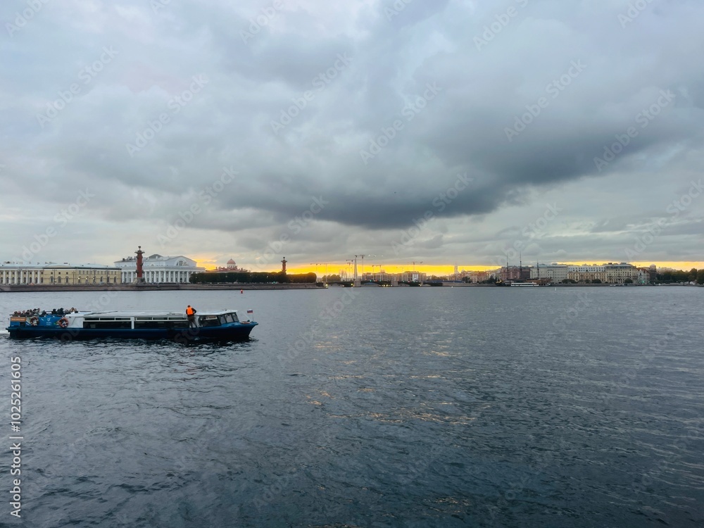 cloudy river view, wide city river, cloudy melancholic weather cloudy river view, wide city river, cloudy melancholic weather