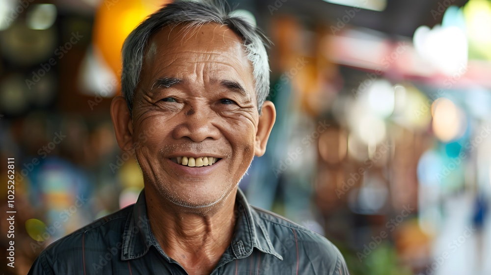 Mature Asian man smile happy face portrait Mature Asian man smile happy face portrait