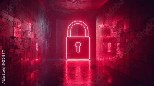 A red glowing lock with a keyhole photo