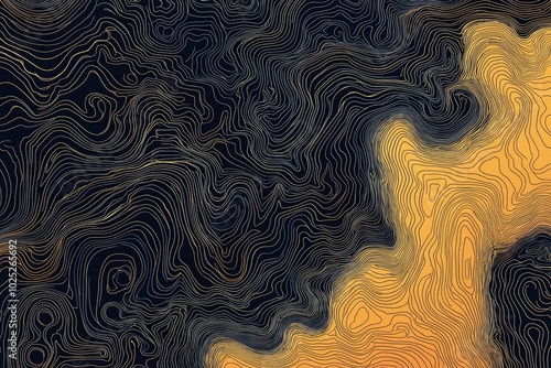 Abstract Gold and Black Swirling Lines Pattern