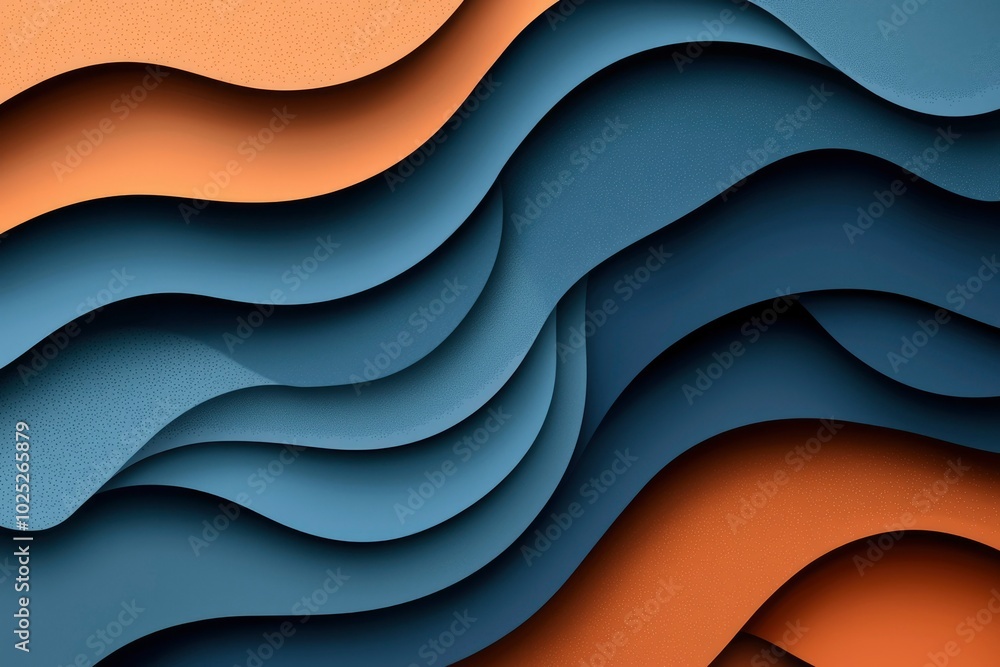 Abstract Pattern of Curving Layers in Blue and Orange Hues Abstract Pattern of Curving Layers in Blue and Orange Hues