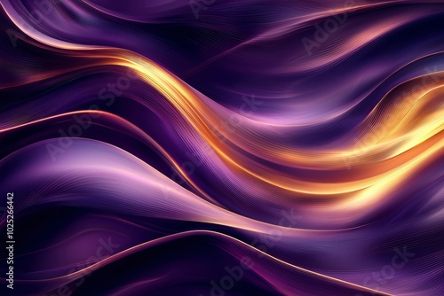 Abstract Purple and Gold Wavy Lines Background