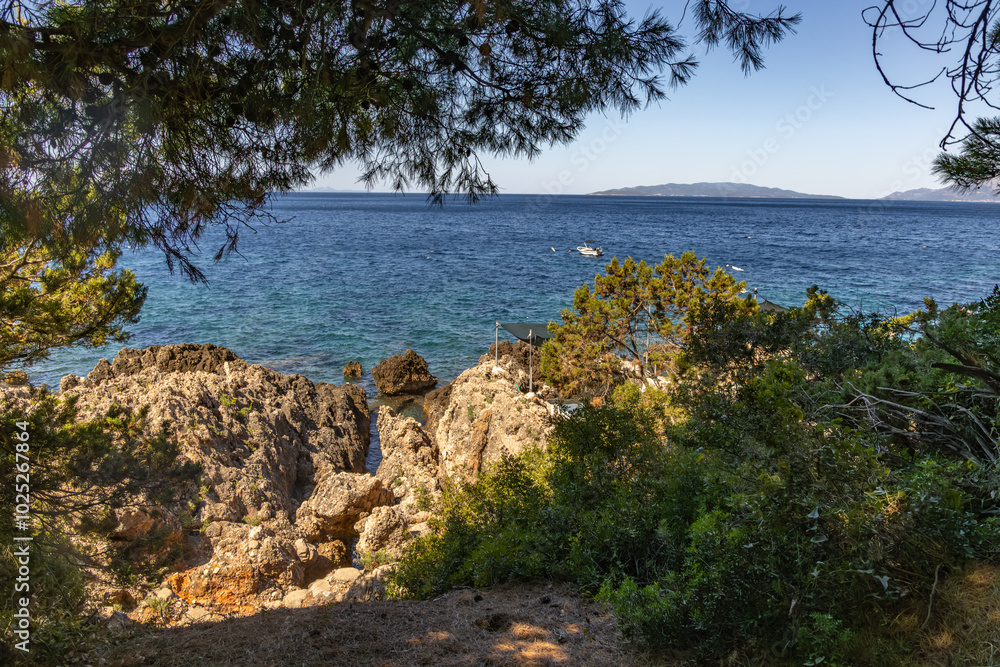 Trpanj, Peljesac peninsula, Adriatic Sea, azure water, rocky beaches Trpanj, Peljesac peninsula, Adriatic Sea, azure water, rocky beaches