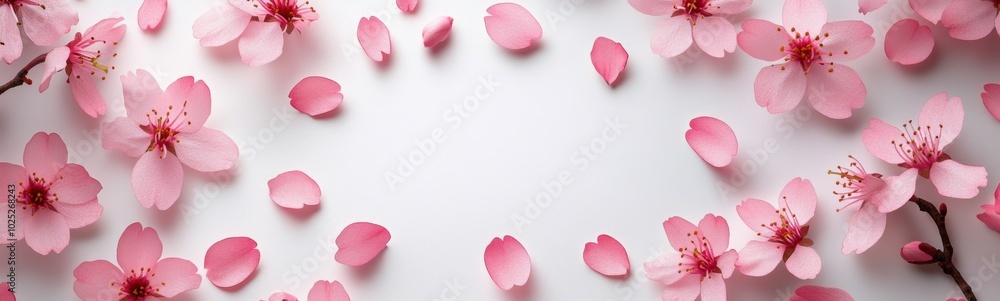 Many pink flowers on a white surface Many pink flowers on a white surface