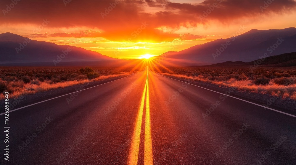 Naklejka premium straight paved road generative ai