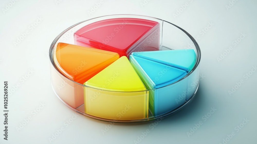 Obraz premium Transparent 3D pie chart with colorful sections generative ai