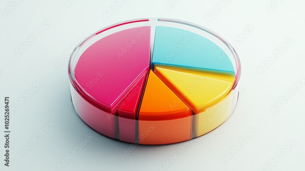 Obraz premium Transparent 3D pie chart with colorful sections generative ai