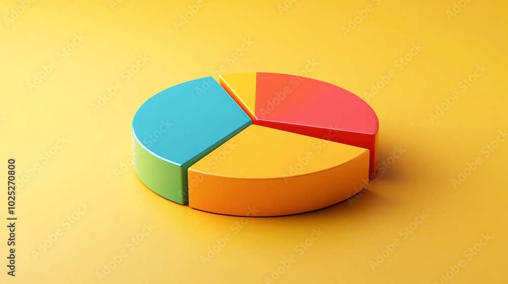 Obraz premium 3D pie chart on a solid yellow background generative ai