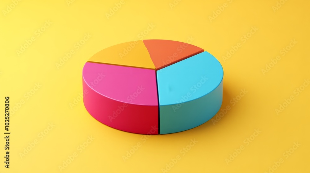 Obraz premium 3D pie chart on a solid yellow background generative ai